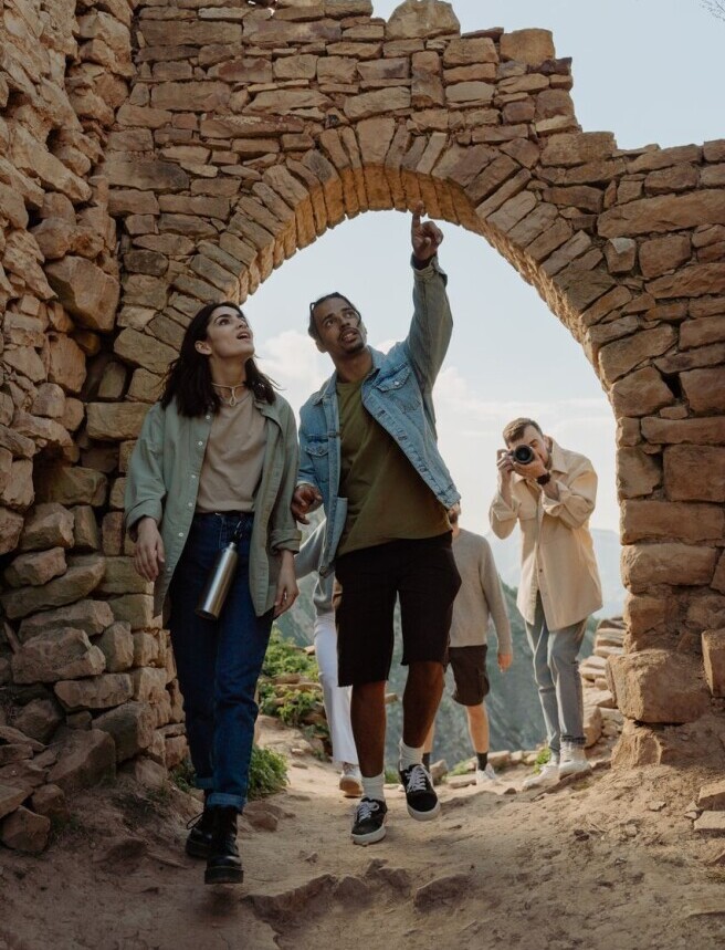 happy tourists
