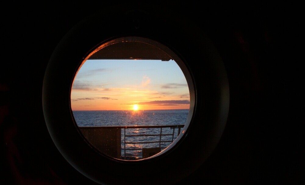 on a cruise at night
